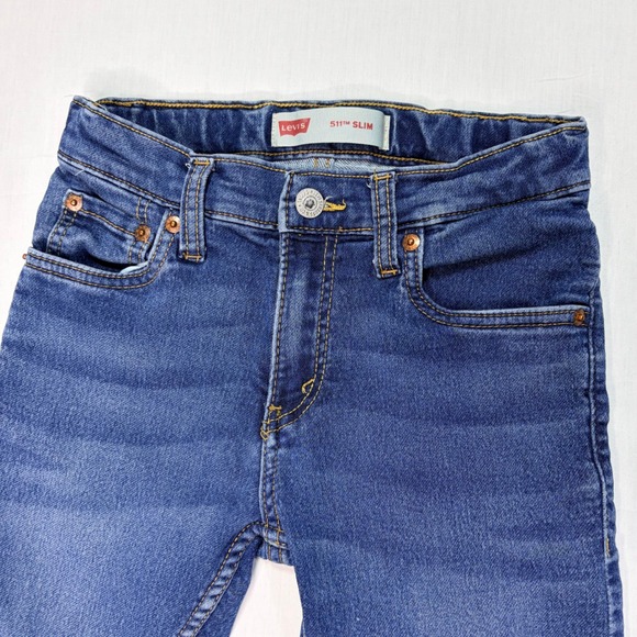 Levis 511 Slim Fit Boys Jeans Dark Wash Adjustable Waist Size 12 Reg - Picture 1 of 8